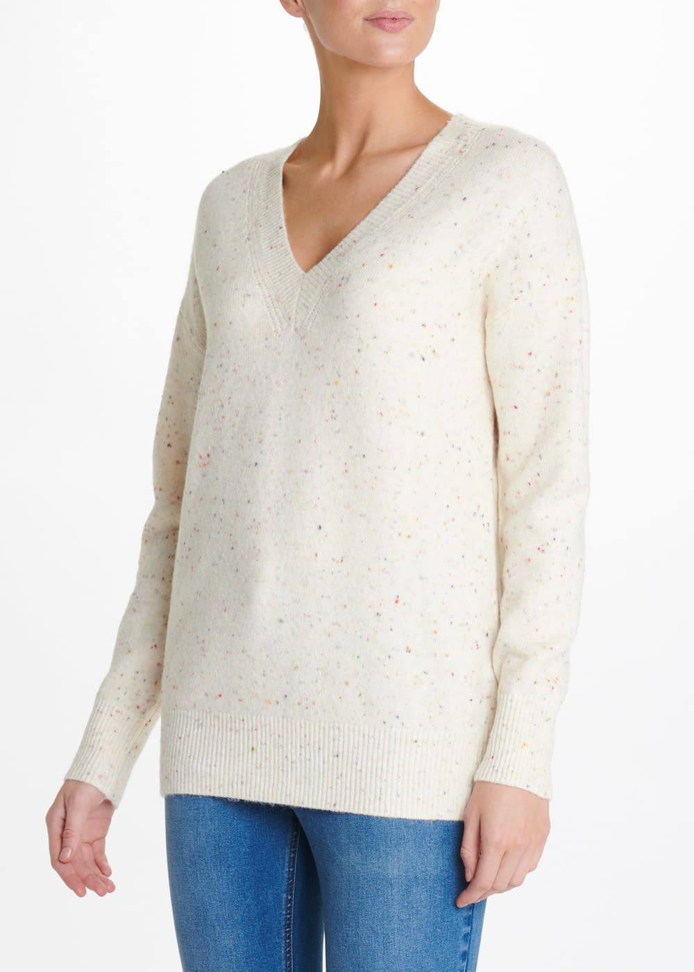 Cream Nep Yarn VNeck Jumper Matalan Kosova